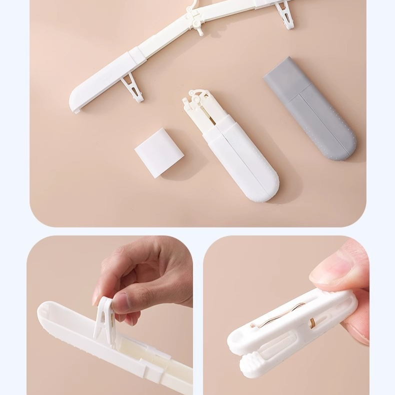 4-Pack Portable Foldable Travel Clothes Hangers, Extendable Anti-Slip Clips, Multifunctional Laundry Hangers for Trips and Hotels—White - Image 3