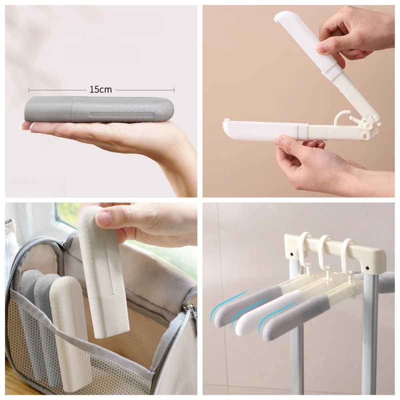 4-Pack Portable Foldable Travel Clothes Hangers, Extendable Anti-Slip Clips, Multifunctional Laundry Hangers for Trips and Hotels—White - Image 4