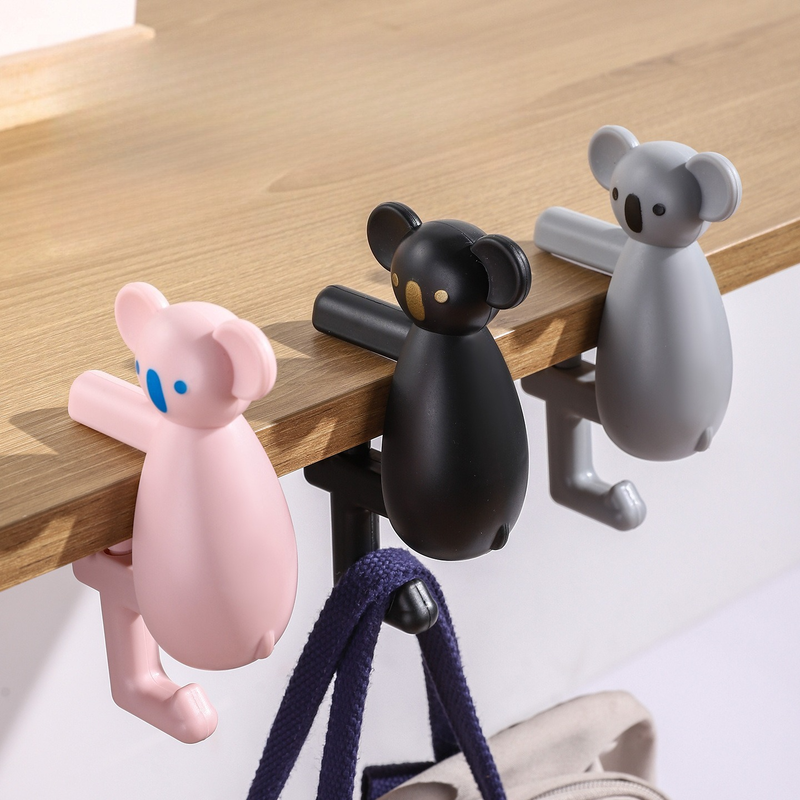 2-Pack Koala Desk Hook, Adjustable Glue-Free Table-Side Bag Hanger, Heavy-Duty Portable Backpack Hook for Students—Pink - Image 5