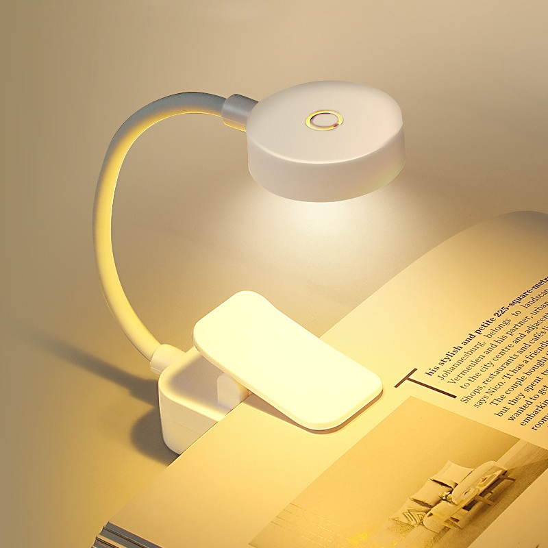 USB Rechargeable 3 Color Temperature Mini Clip Book Light, Portable LED Eye-Care Reading Lamp for Dorm & Bedside - Image 1