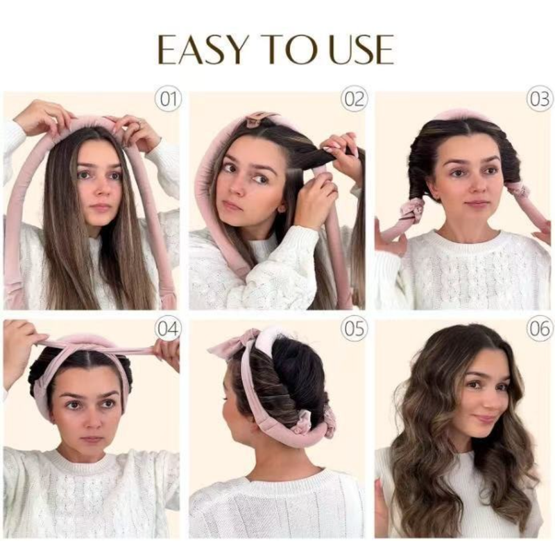 Velvet Heatless Hair Curlers Set, Overnight No-Heat Curling Ribbon with Scrunchies & Hair Clip—Black - Image 3