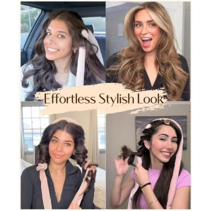 Velvet Heatless Hair Curlers Set, Overnight No-Heat Curling Ribbon with Scrunchies & Hair Clip—Black - Image 5