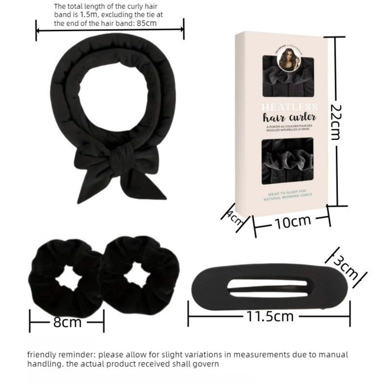 Velvet Heatless Hair Curlers Set, Overnight No-Heat Curling Ribbon with Scrunchies & Hair Clip - Purple - Image 4