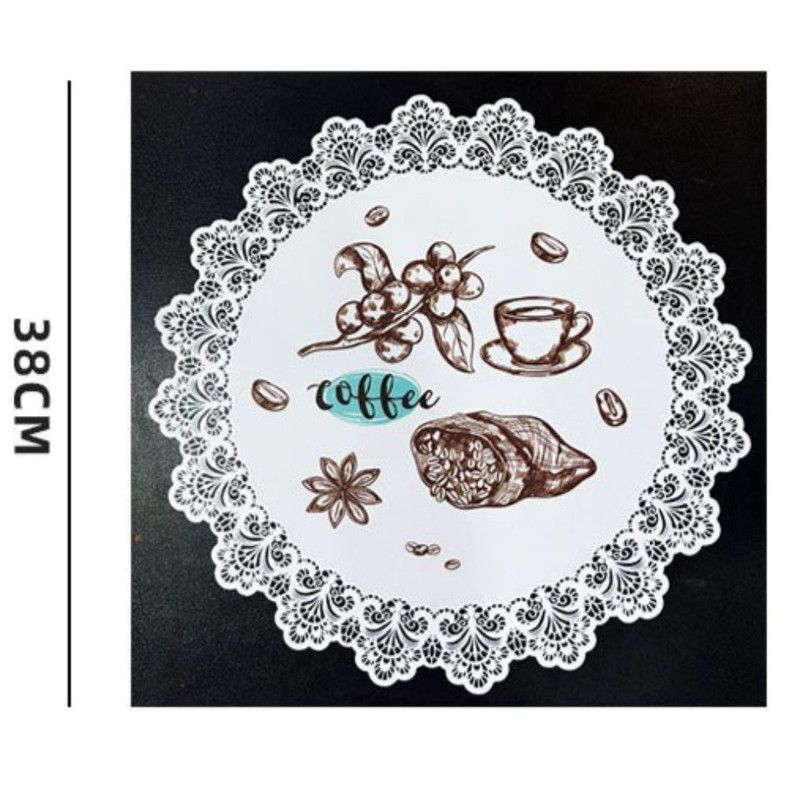 2-Pack Round PVC Lace-Printed Placemats, Waterproof, Oil-Resistant, Heat-Insulating Floral Table Mats - Tulip Pattern - Image 5