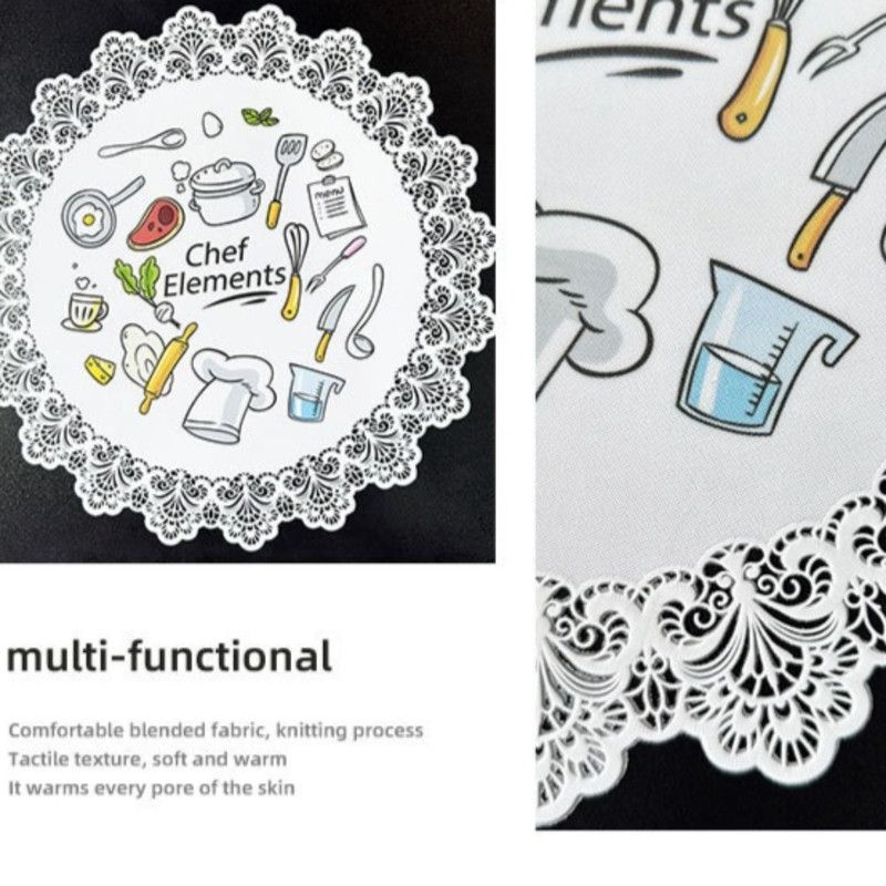 2-Pack Round PVC Lace Coffee-Printed Placemats, Waterproof, Oil-Resistant, Heat-Insulating, Non-Slip Table Mats - Cartoon Design - Image 3