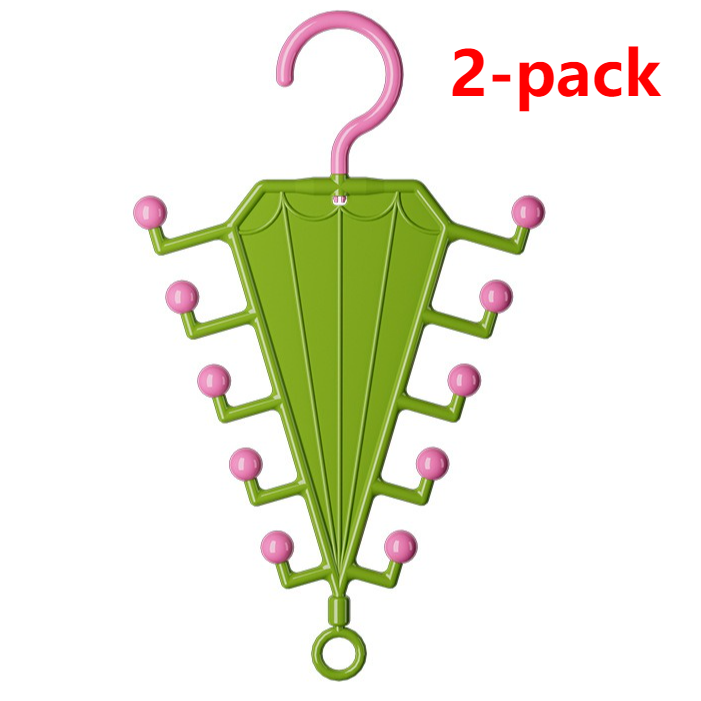 2-Piece V-Shaped Double-Sided 10-Hook Hanger Organizer, Stackable Multi-Purpose Storage Rack for Hats, Scarves, and Belts—Green - Image 1