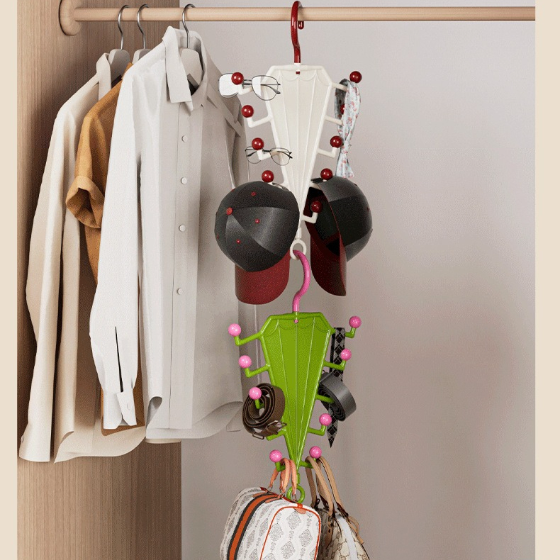 2-Piece V-Shaped Double-Sided 10-Hook Hanger Organizer, Stackable Multi-Purpose Storage Rack for Hats, Scarves, and Belts—Green - Image 5