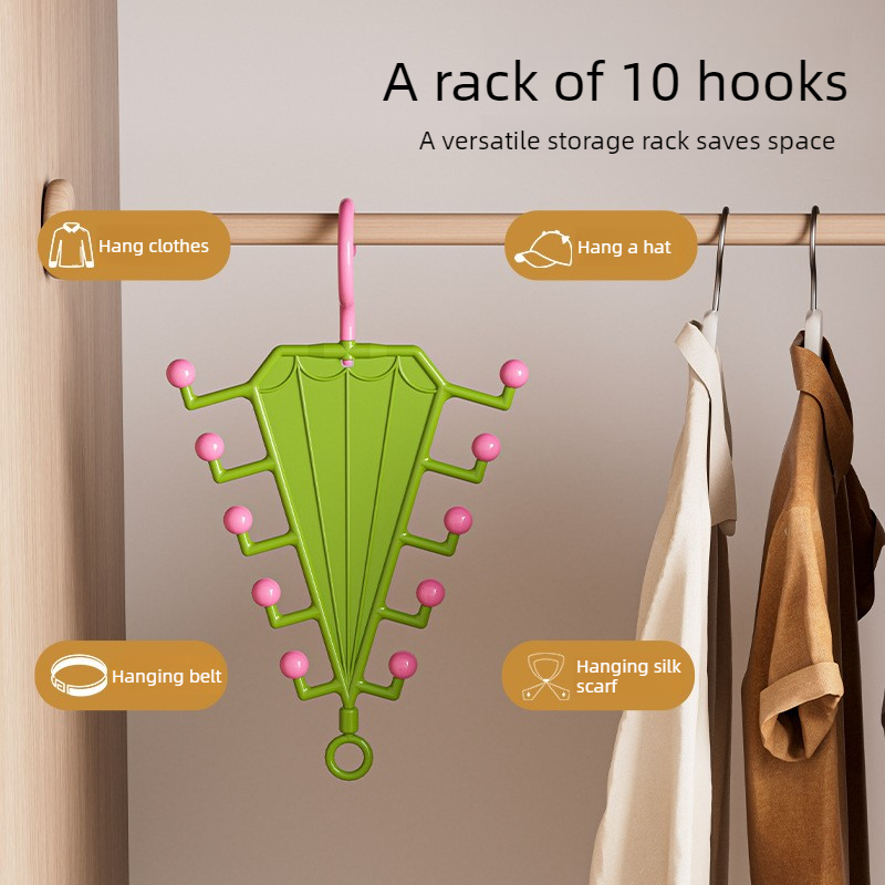 2-Piece V-Shaped Double-Sided 10-Hook Hanger Organizer, Stackable Multi-Purpose Storage Rack for Hats, Scarves, and Belts—White - Image 2