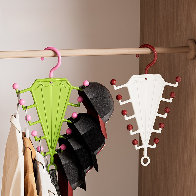 2-Piece V-Shaped Double-Sided 10-Hook Hanger Organizer, Stackable Multi-Purpose Storage Rack for Hats, Scarves, and Belts—White - Image 4