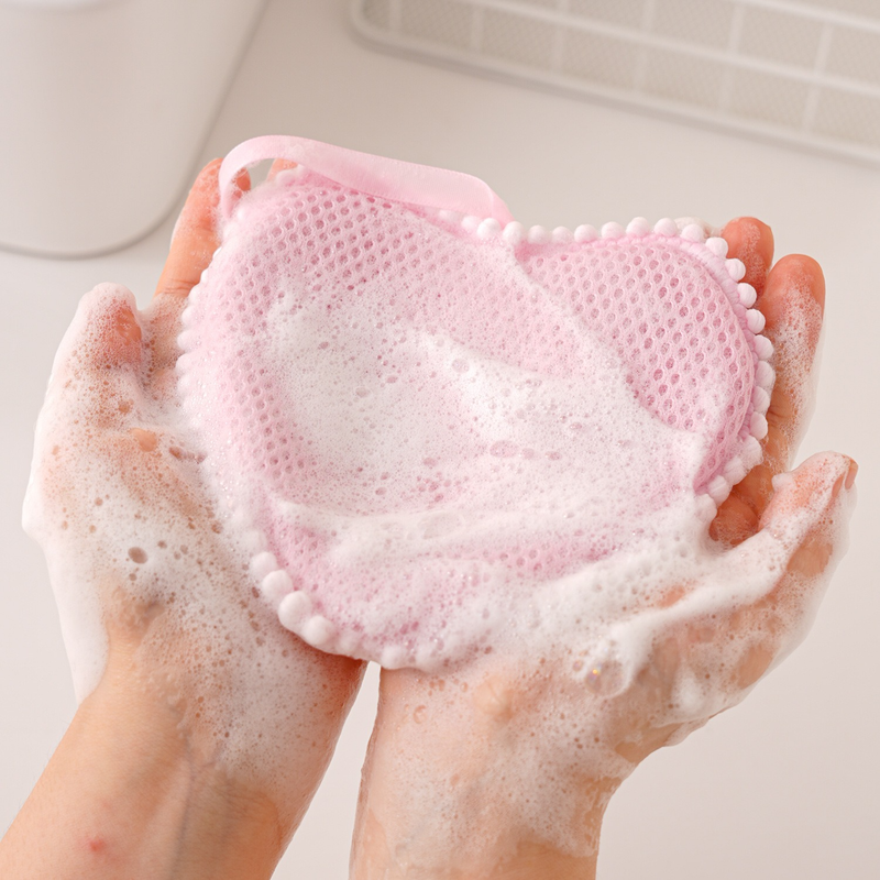 2-Pack Ins Style Cloud & Heart Soap Foaming Bag, Facial Bubble Net Soap Storage Pouch—Pink - Image 5