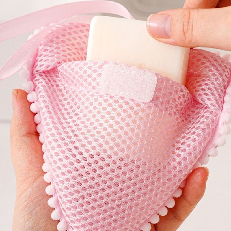2-Pack Ins Style Cloud & Heart Soap Foaming Bag, Facial Bubble Net Soap Storage Pouch—White - Image 4
