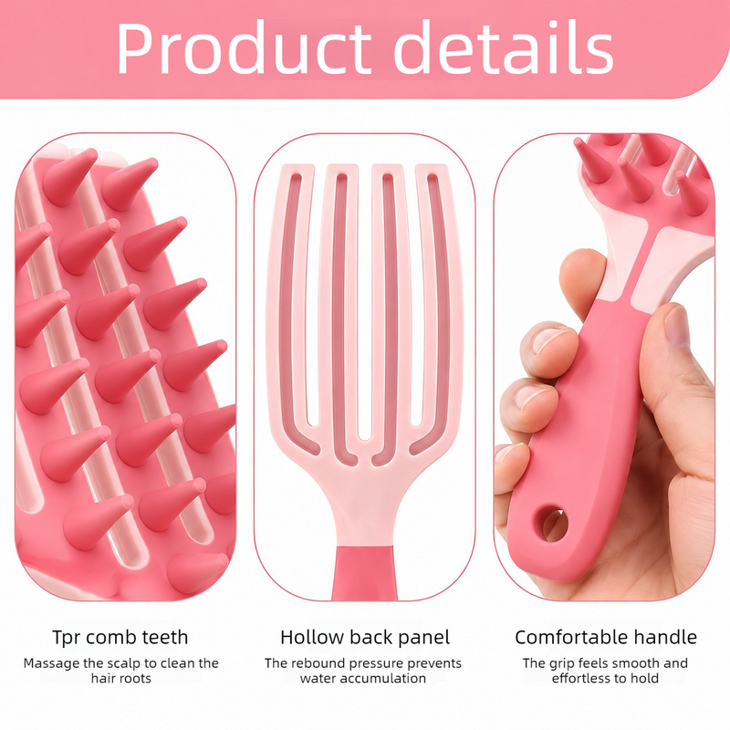 Two-Tone TPR Scalp Massage Shampoo Brush, Wet & Dry Hair Cleaning Comb for Itch Relief & Dandruff Removal—Green - Image 3