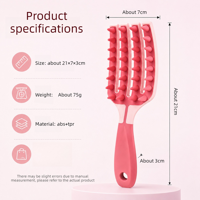 Two-Tone TPR Scalp Massage Shampoo Brush, Wet & Dry Hair Cleaning Comb for Itch Relief & Dandruff Removal—Green - Image 4