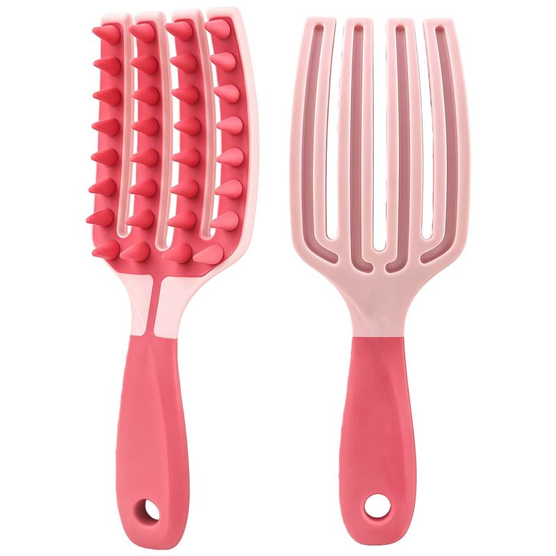 Two-Tone TPR Scalp Massage Shampoo Brush, Wet & Dry Hair Cleaning Comb for Itch Relief & Dandruff Removal—Pink - Image 1