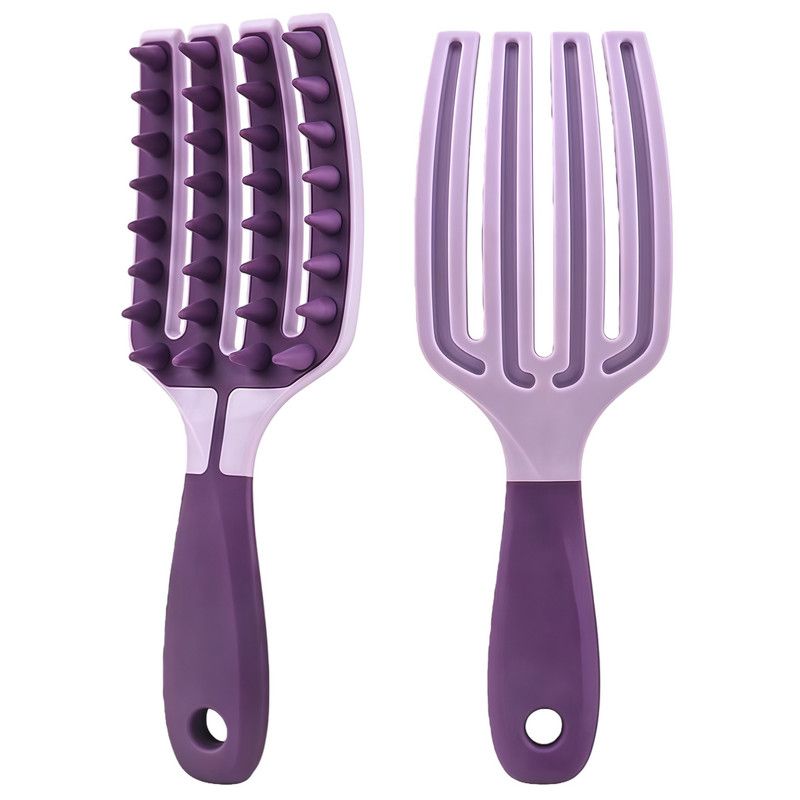 Two-Tone TPR Scalp Massage Shampoo Brush, Wet & Dry Hair Cleaning Comb for Itch Relief & Dandruff Removal—Purple - Image 1