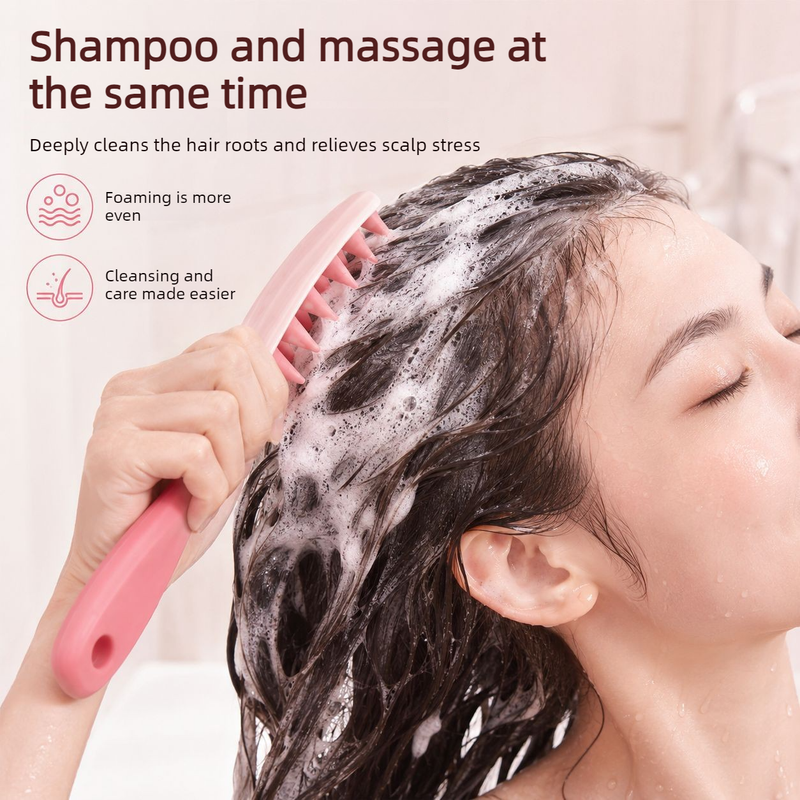 Two-Tone TPR Scalp Massage Shampoo Brush, Wet & Dry Hair Cleaning Comb for Itch Relief & Dandruff Removal—Purple - Image 2