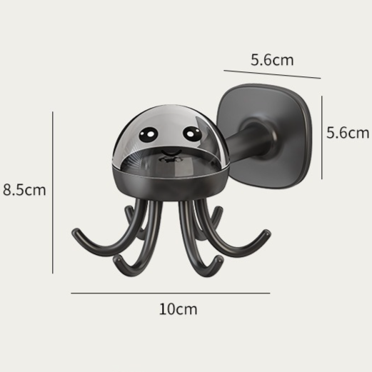 Octopus Rotating No-Drill Hook, Multi-Purpose Strong Adhesive 6-Claw Kitchen Utensil Wall Storage Rack—Gray - Image 8