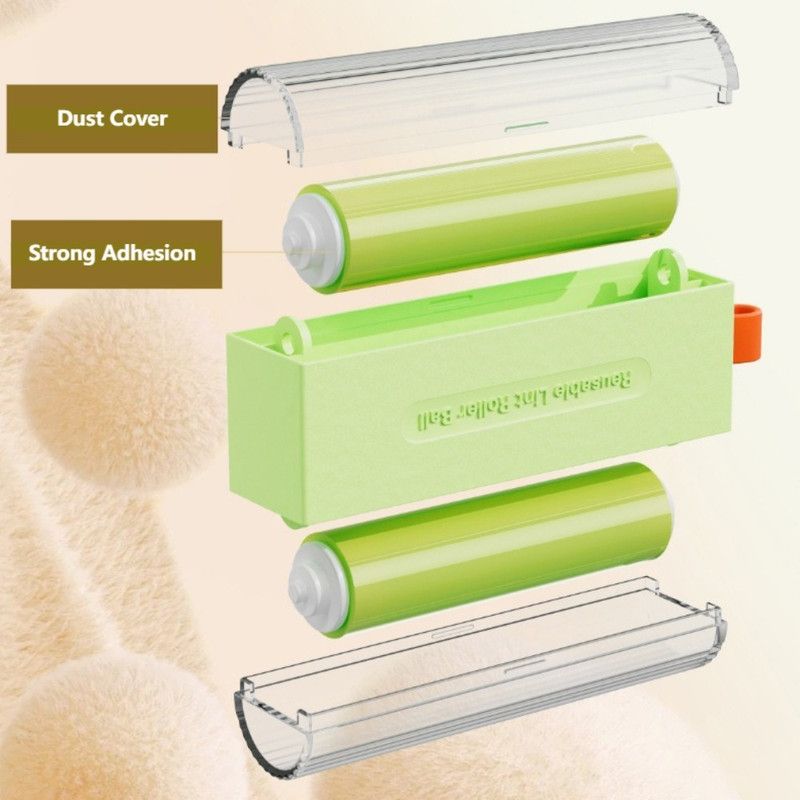Double Roller Washable Lint Remover with Dust Cover, Portable Reusable Pet Hair and Dust Sticky Roller—Green - Image 2