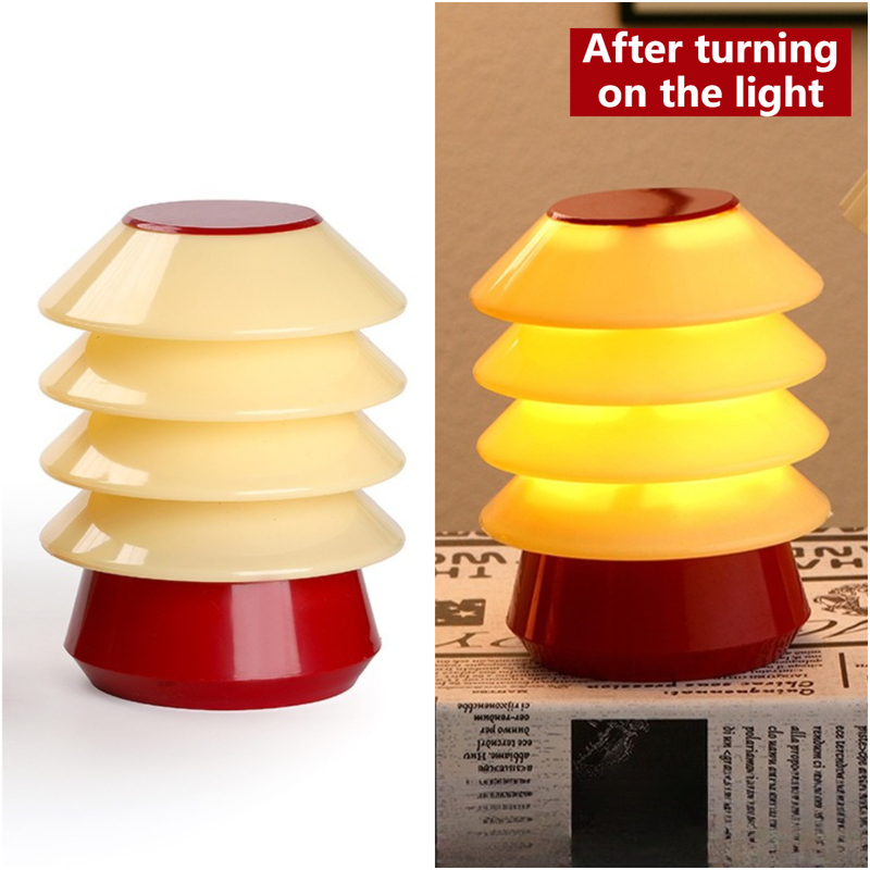4-Layer Stacked Christmas Tree Night Light, Battery Powered Warm LED Lamp Bedroom Decor Christmas Gift Table Ornament - Image 1