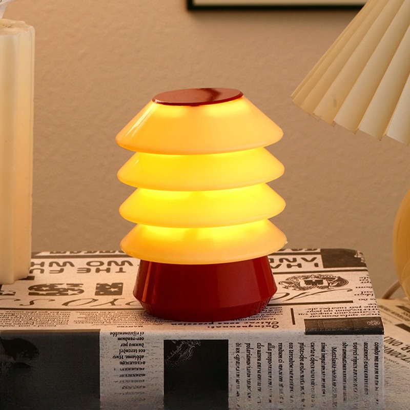4-Layer Stacked Christmas Tree Night Light, Battery Powered Warm LED Lamp Bedroom Decor Christmas Gift Table Ornament - Image 2