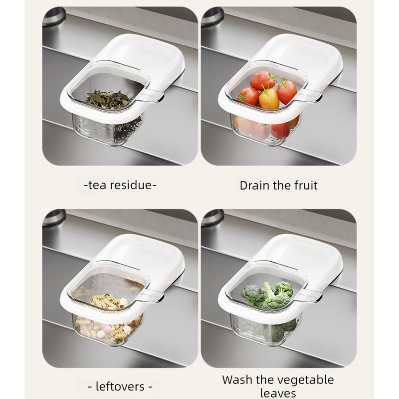 Sink Filter Drain Basket, Kitchen Wet/Dry Separation Food Residue Collector, Multi-function Storage Rack—Gray - Image 4