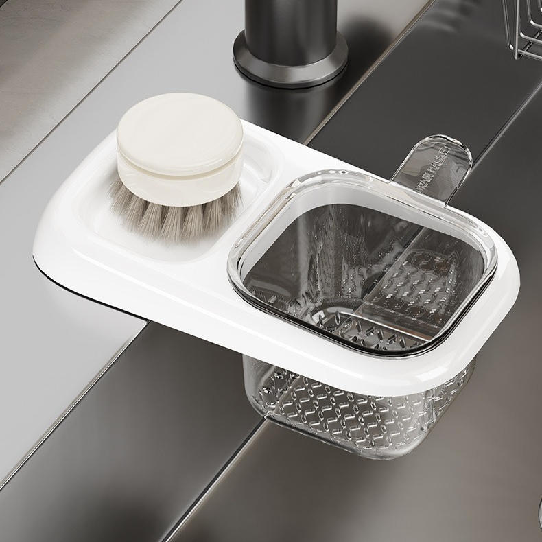 Sink Filter Drain Basket, Kitchen Wet/Dry Separation Food Residue Collector, Multi-function Storage Rack - Pink - Image 2