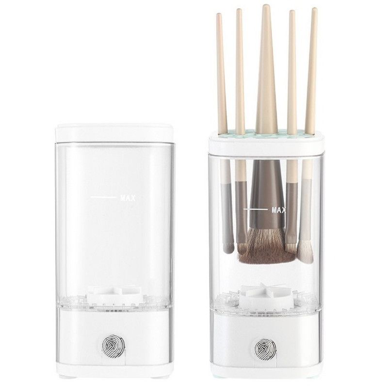 Makeup Brush Cleaner, USB-Powered High-Speed Rotating Cosmetic Brush Washing and Storage Machine—White - Image 1