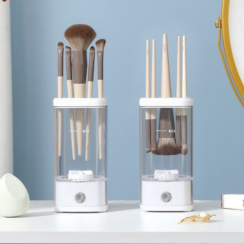 Makeup Brush Cleaner, USB-Powered High-Speed Rotating Cosmetic Brush Washing and Storage Machine—White - Image 5