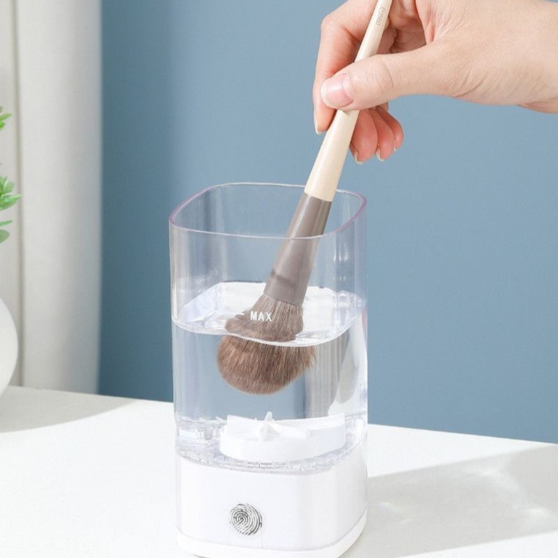 Makeup Brush Cleaner, USB-Powered High-Speed Rotating Cosmetic Brush Washing and Storage Machine—White - Image 6