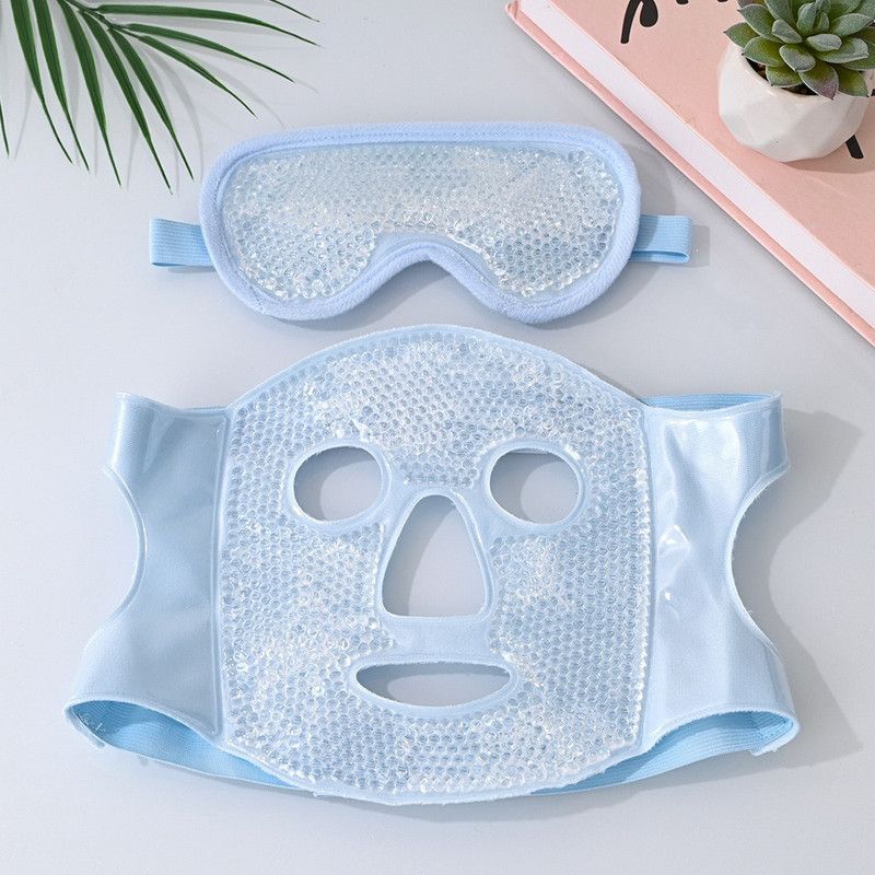 Gel Bead Hot & Cold Facial Mask & Eye Mask Set, Cooling Heating Pack for Face & Eye Relief—Blue - Image 1