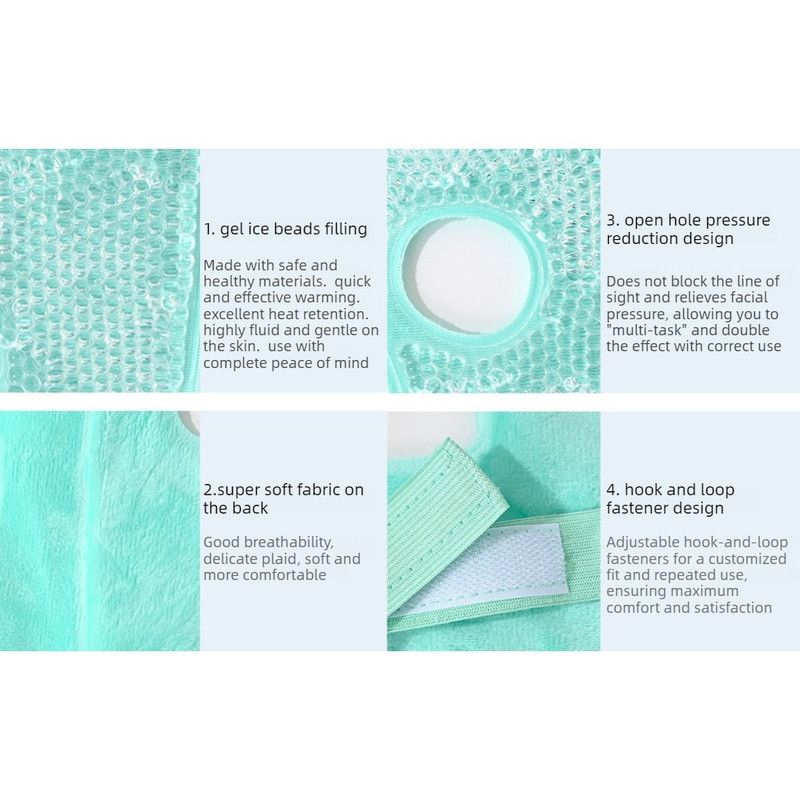 Gel Bead Hot & Cold Facial Mask & Eye Mask Set, Cooling Heating Pack for Face & Eye Relief—Blue - Image 2