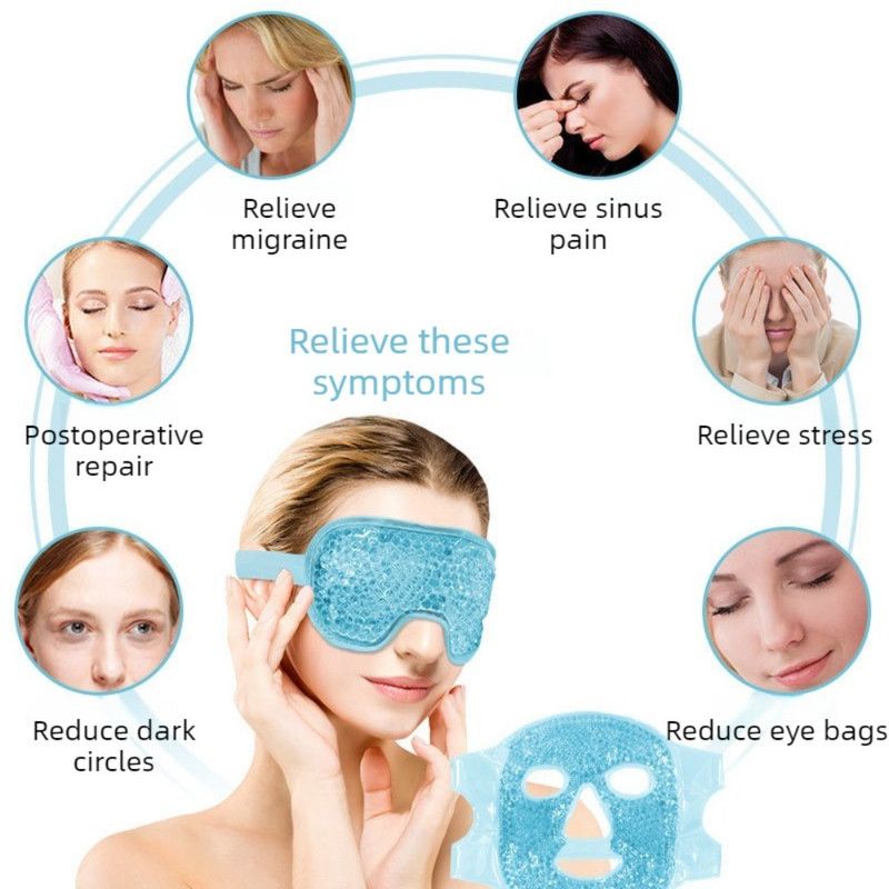 Gel Bead Hot & Cold Facial Mask & Eye Mask Set, Cooling Heating Pack for Face & Eye Relief—Blue - Image 3