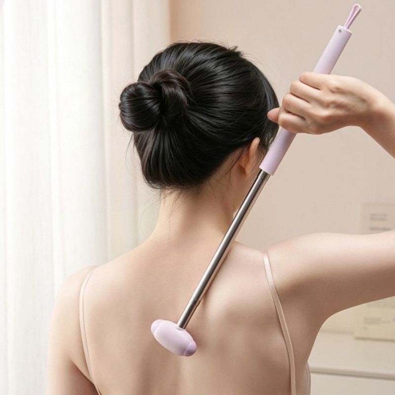 Retractable Double-Sided Back Scratcher, 2-in-1 TPR Itch Relief & Massage Hammer with Hanging Loop—Purple - Image 4