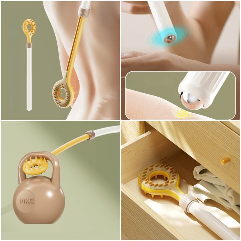 Retractable Double-Sided Back Scratcher, Multi-Function Itch Relief Tool with Ball-Point Massager—Pink - Image 5