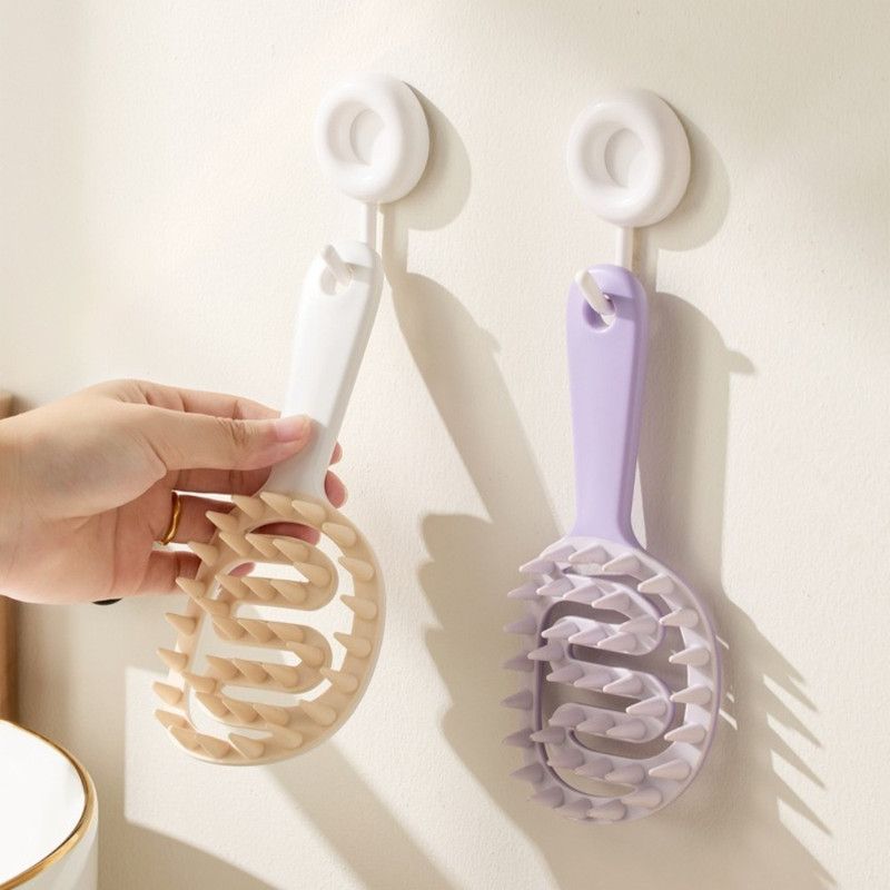 Long-Handled Hollow Hair Shampoo Brush, TPR Soft-Bristle Scalp Massager, for Wet & Dry Hair—White - Image 6