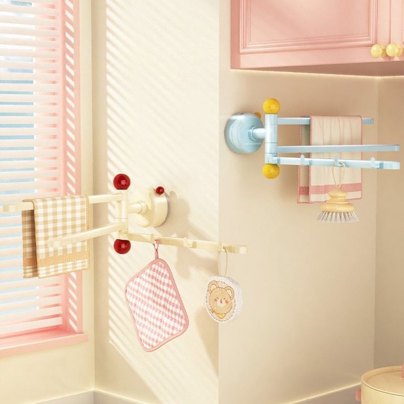 Suction-Mounted Rotatable Towel Rack, Multi-Foldable Kitchen Dishcloth Holder, Multi-Purpose Bathroom Storage Hanger—Beige - Image 7