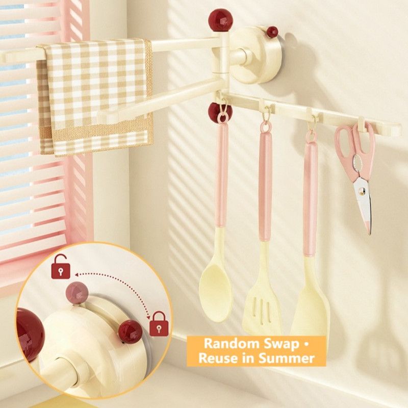 Suction-Mounted Rotatable Towel Rack, Multi-Foldable Kitchen Dishcloth Holder, Multi-Purpose Bathroom Storage Hanger—Blue - Image 3