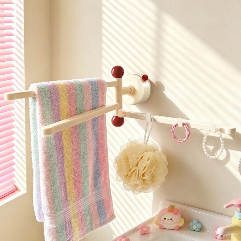 Suction-Mounted Rotatable Towel Rack, Multi-Foldable Kitchen Dishcloth Holder, Multi-Purpose Bathroom Storage Hanger—Blue - Image 6