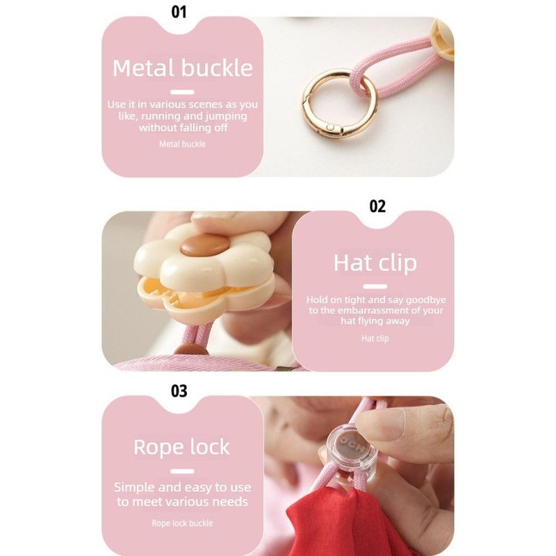 Flower Multi-Purpose Hat Clip 2-Pack, Portable Anti-Lost Cap Holder Hook for Backpacks and Outdoor Travel—Beige - Image 2
