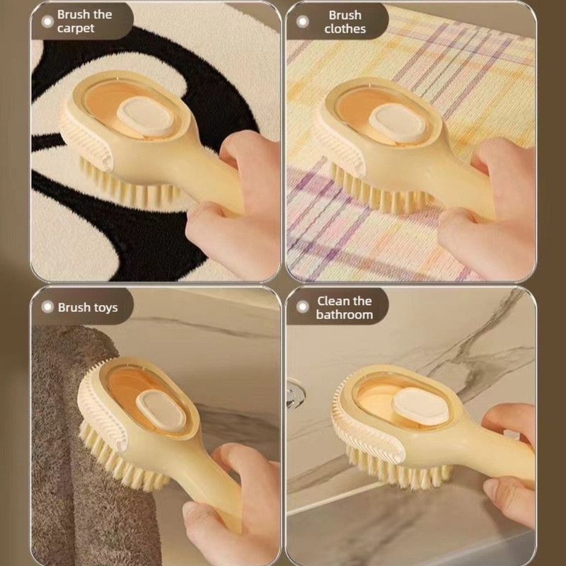 Refillable Liquid Shoe Brush, Soft-Bristle Press-Discharge Laundry Brush for Cleaning Shoes and Clothes—Green - Image 2
