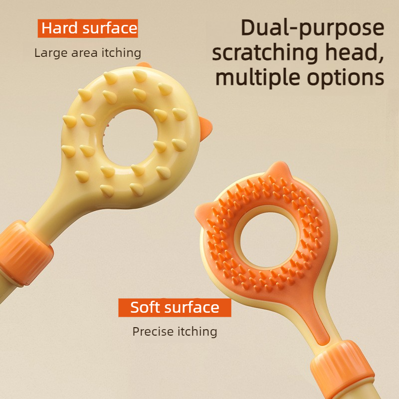 3-in-1 Retractable Pet Scratching Stick, Double-Sided Cat Massage Comb for Cat Grooming—Orange - Image 2
