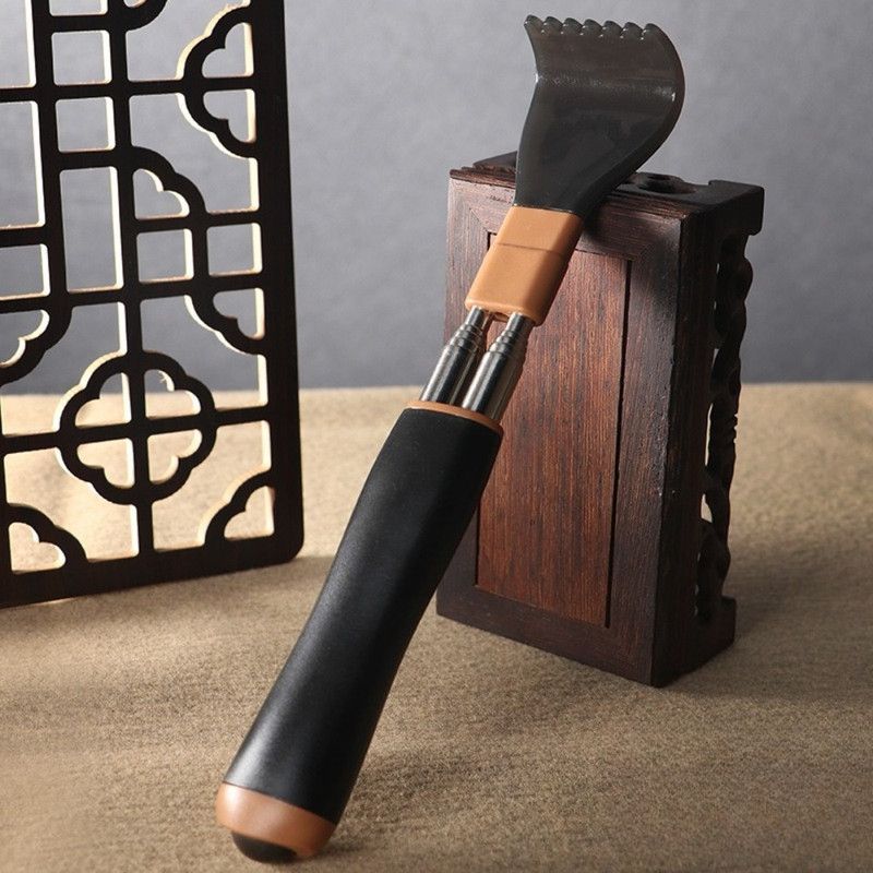 Dual Retractable Back Scratcher, Portable Self-Scratching Tool with Magnetic Massage Roller and Anti-Slip PP Claw—Black - Image 1