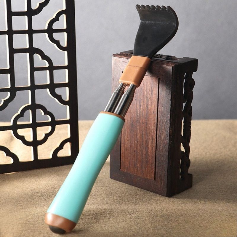 Dual Retractable Back Scratcher, Portable Self-Scratching Tool with Magnetic Massage Roller and Anti-Slip PP Claw—Blue - Image 1