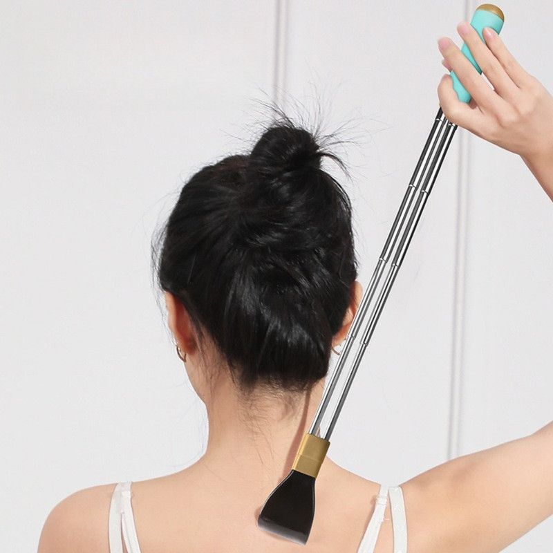 Dual Retractable Back Scratcher, Portable Self-Scratching Tool with Magnetic Massage Roller and Anti-Slip PP Claw - Green - Image 6