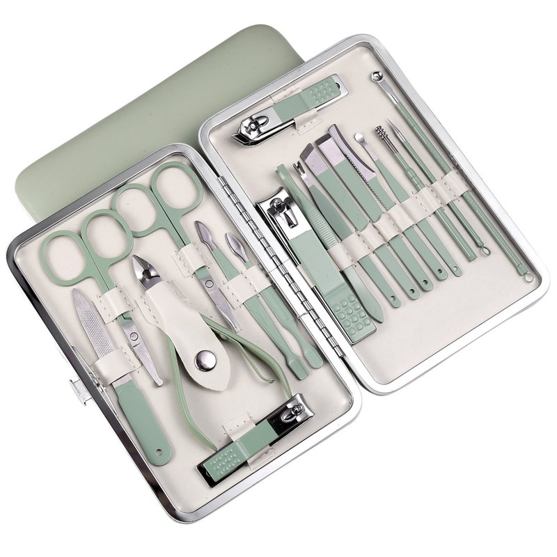 18Pcs Stainless Steel Manicure Set, Multi Functional Nail Clipper Cuticle Remover Kit for Home Beauty Care - Image 1