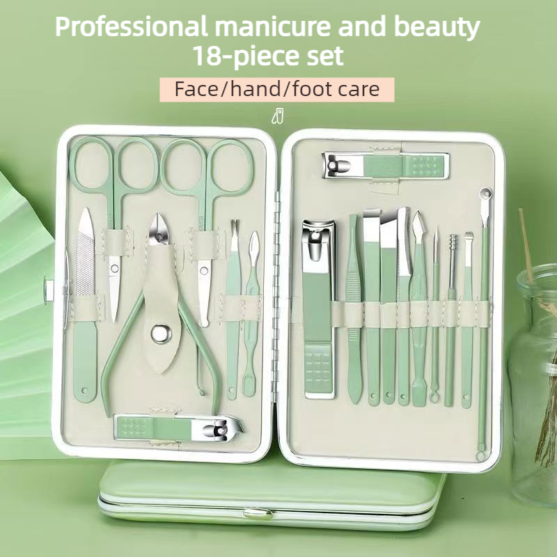 18Pcs Stainless Steel Manicure Set, Multi Functional Nail Clipper Cuticle Remover Kit for Home Beauty Care - Image 2