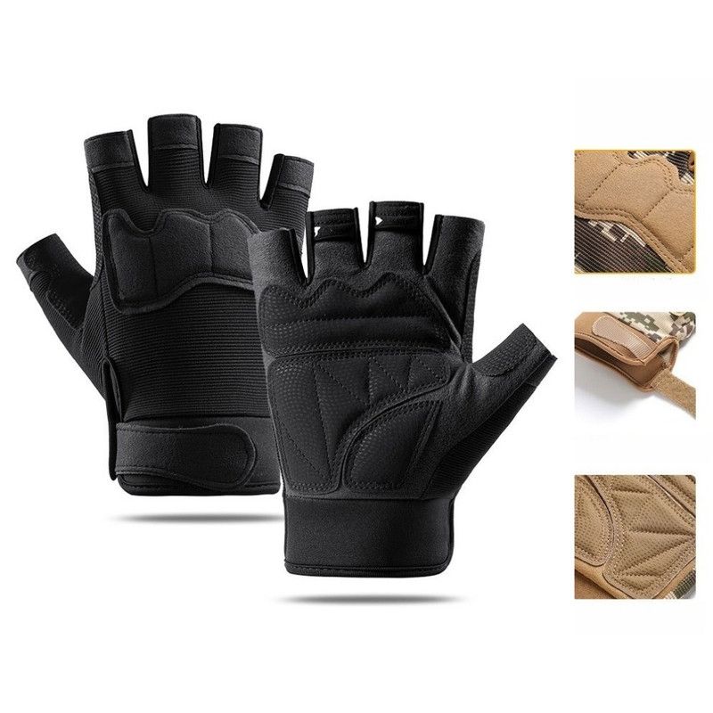 Size M - Black - EVA Protective Tactical Gloves (1 Pair), Anti-Slip Shock-Absorbing Sports Gloves for Cycling Workouts - Image 1