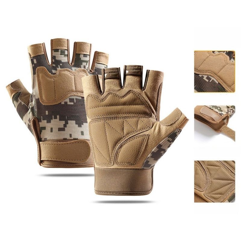 Size XL - Brown Camouflage - EVA Protective Tactical Gloves, 1 Pair, Anti-Slip Shock-Absorbing Sports Gloves for Cycling and Workouts - Image 1