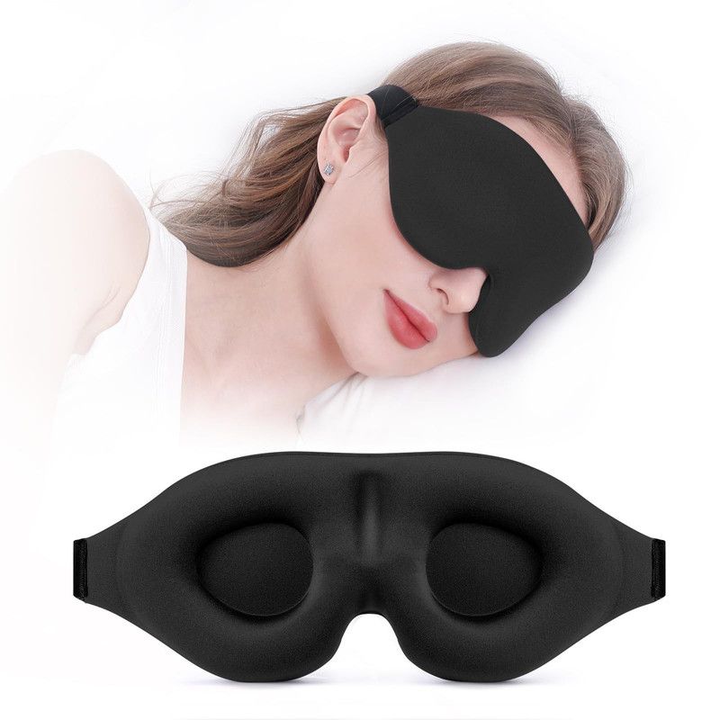 3D Deepened Sleep Eye Mask, Integrated Nose Wing, Full Light-Blocking, Breathable Eye Cover for Naps and Travel—Black - Image 1