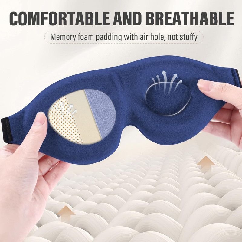 3D Deepened Sleep Eye Mask, Integrated Nose Wing, Full Light-Blocking, Breathable Eye Cover for Naps and Travel—Black - Image 4